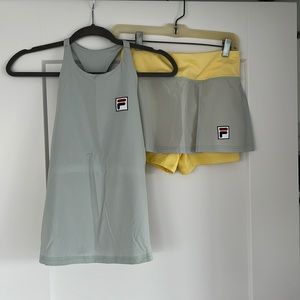 Fila Tennis/Golf top and skirt (mint green and pale yellow)